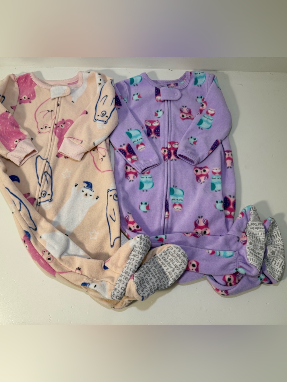 Carter’s Baby Girls 6-9M & 9M Fleece Sleeper Pajama Bundle 2pc